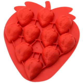 แม่พิมพ์ซิลิโคน รูปสตรอเบอร์รี่ 10 ช่อง (สีแรนดอม) silicone mold strawberry