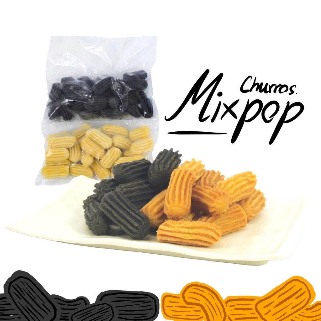 ภาพหน้าปกสินค้าCHURROS MIX POP(รวมมิตรป็อบ) บรรจุ 50 ชิ้น (มีป็อบ 25 ชิ้น & ป็อบชาโคล 25 ชิ้น) จากร้าน eyeiis25887 บน Shopee