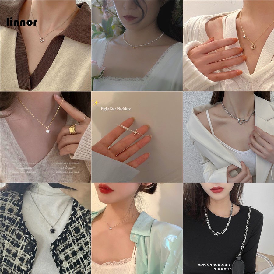 ภาพหน้าปกสินค้าKorean Simple Choker Female Pendant Necklace Pearl Star Heart Fashion New Accessories จากร้าน jasonlin1995.th บน Shopee
