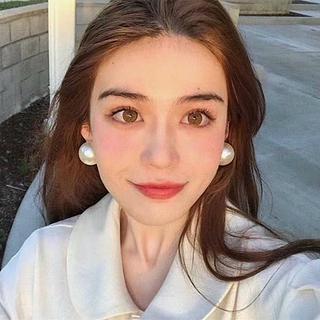 ◐◐พอร์ตย้อนยุคลม925เข็มเงินขนาดใหญ่สุดมุกลูกปัดเงาเซ็กซี่อารมณ์หรูหราต่างหูขนาดใหญ่ที่เรียบง่ายต่างหู