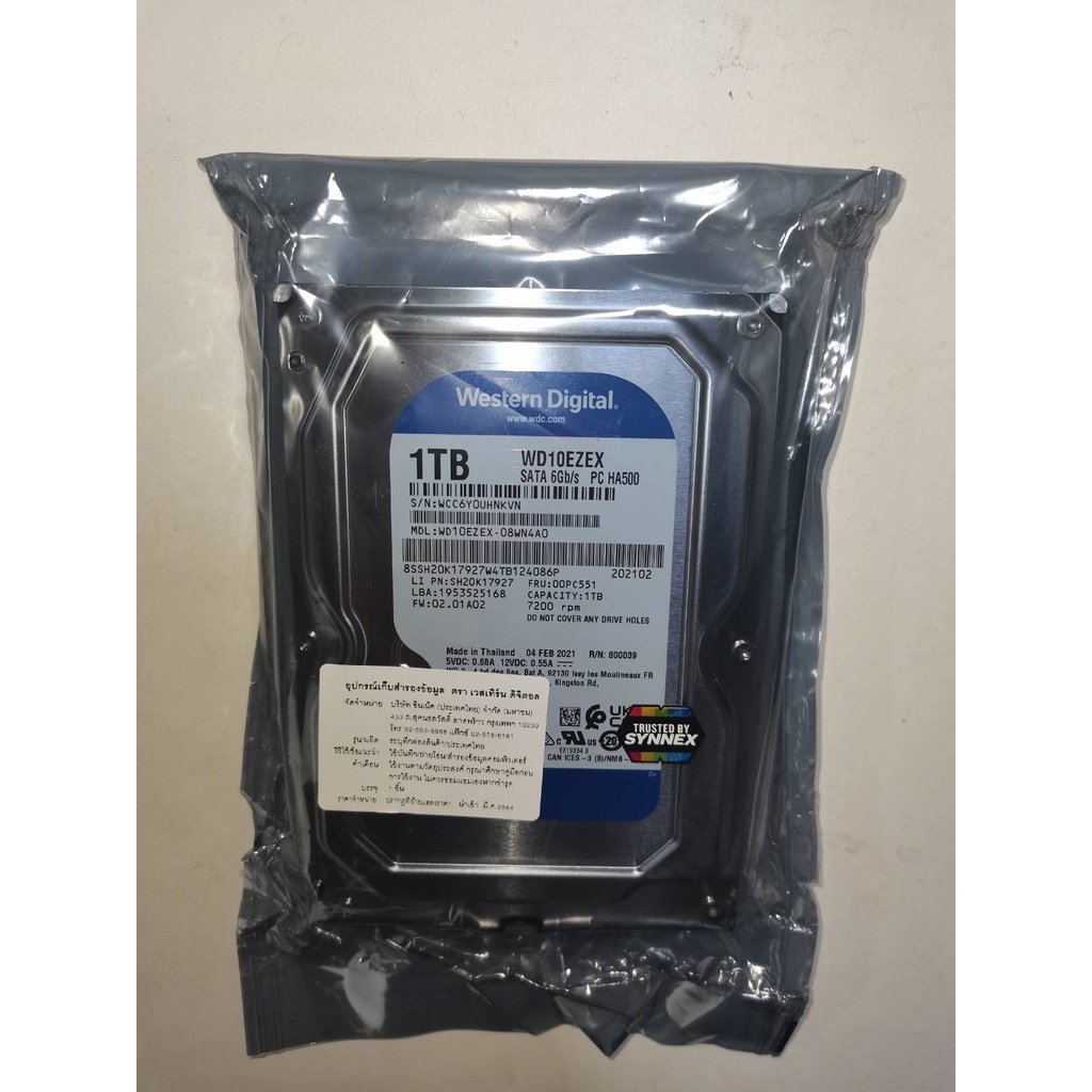 sale-1tb-hdd-ฮาร์ดดิสก์-wd-blue-7200rpm-64mb-sata-3-wd10ezex-รับประกัน-3-ปี