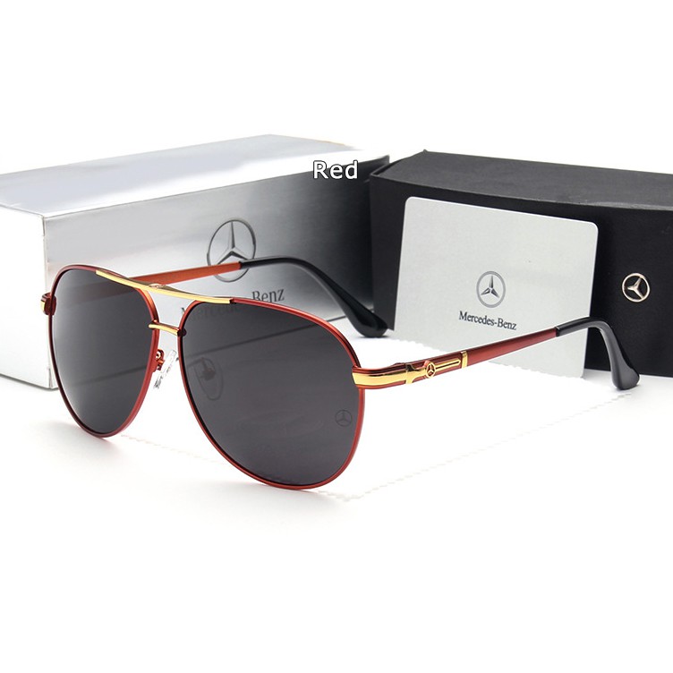 polarized-แว่นกันแดด-แฟชั่น-รุ่น-mercedes-benz-mb-742-c-4-สีแดงตัดทองเลนส์ดำ-แว่นตา-ทรงสปอร์ต-วัสดุ-stainless