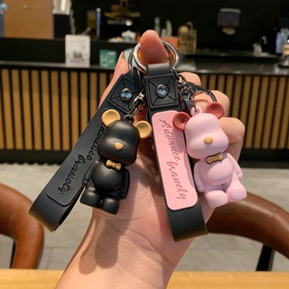 Milkjoy กระเป๋าจี้พวงกุญแจ นอร์ดิก ผูกโบว์ หมี พวงกุญแจ สร้างสรรค์ จี้หมีน่ารัก พวงกุญแจรถ พวงกุญแจคู่ กระเป๋าเป้สะพายหลัง จี้