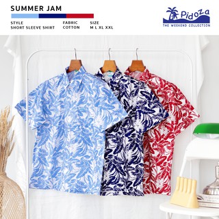 [ใหม่] เสื้อเชิ้ตแขนสั้น ลาย Summer Jam 🍋 ผ้าคอตตอน สี Blueberry / Black Currants / Raspberry