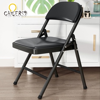 เก้าอี้เหล็ก เก้าอี้พับ เบาะหนัง พับได้ ยางหุ้มที่ขา รับน้ำหนัก 300kg Cheers9