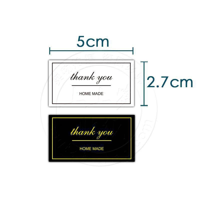 สติ๊กเกอร์ตกแต่งสติกเกอร์ติดกล่องthank-youยาว18ซ-มมีสีดำและสีแดงแพ็คละ50ดวง