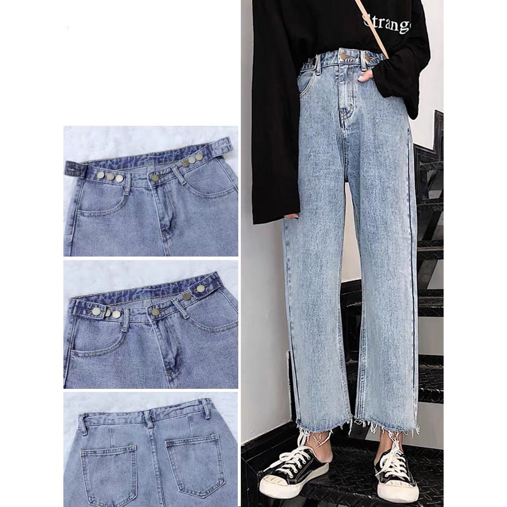 ภาพสินค้ายีนส์ขายาว กางเกงยีนส์ขายาว เอวสูง ทรงตรง พับขา สียีนส์อ่อน แฟชั่นเกาหลีผู้หญิงวัยรุ่น Fashion jeans high waist straight จากร้าน trendyjeans บน Shopee ภาพที่ 2