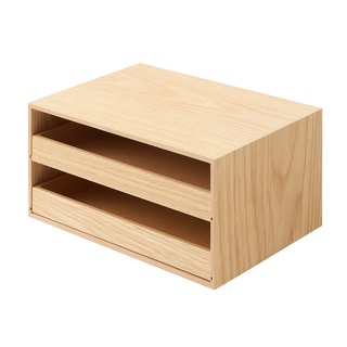 MUJI กล่องไม้อเนกประสงค์ มูจิ 2 ลิ้นชัก ทำจากแผ่นใยไม้อัด MDF และโอ๊ค วีเนียร์ ขนาดกว้าง 25.2 x ลึก 17.0 x สูง 12.6 เซนต