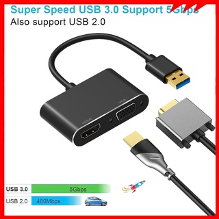 รองรับกระจกขยายจอแสดงผล USB 3.0 2.0 เป็น HDMI 4K VGA Audio 3.5 มม. HDTV อะแดปเตอร์แปลงวิดีโอ