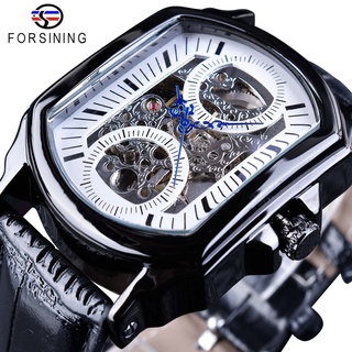 Forsining Retro Classic Design Fashion Blue Hand Transparent Openwork Mens Mechanical Skeleton Watch Top Brand Luxury Ma