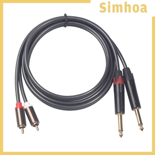 สินค้า [SIMHOA] 2x6.35mm 1/4 inch Mono Jack Plug to Phono RCA Plugs SCREENED Audio Cable