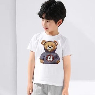 Bykidsเสื้อยืดเด็กคอตตอน100%เสื้อเด็กผู้หญิงเด้กผู้ชายลายหมีน่ารักผ้านุ่มใส่สบาย