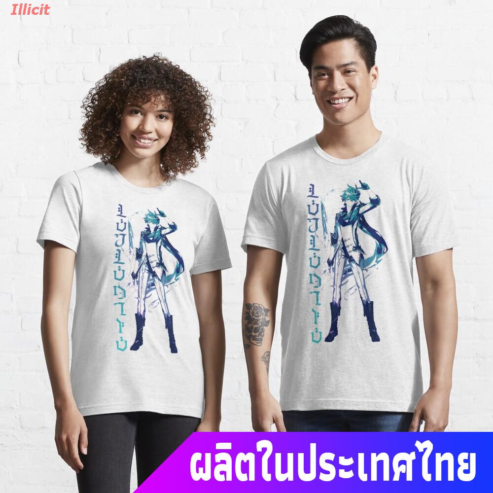 illicit-เสื้อยืดแขนสั้น-genshin-impact-tartaglia-childe-essential-t-shirt-sports-t-shirt