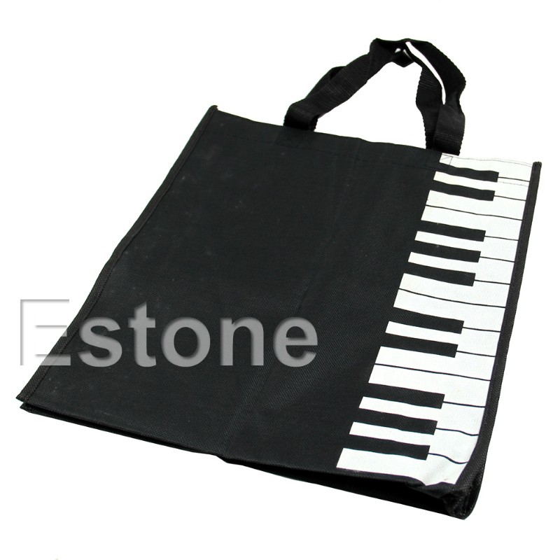 bst-กระเป๋าถือกระเป๋าช้อปปิ้งเปียโนสีดำ
