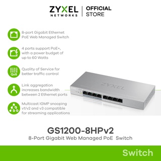 ภาพหน้าปกสินค้าZYXEL GS1200-8HPv2 8 พอร์ต PoE Power budget 60W GbE Web Managed Switch สวิตซ์ ที่เกี่ยวข้อง