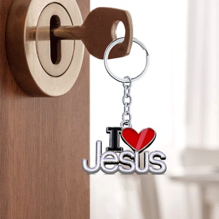 โลหะ "I Love Jesus" จี้ตัวอักษร พวงกุญแจ สําหรับผู้หญิง ผู้ชาย รถ พวงกุญแจ กระเป๋าถือ อุปกรณ์เสริม ของขวัญ