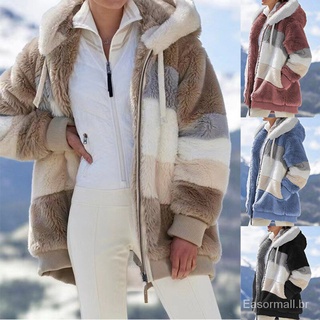 Easor เสื้อแจ็กเก็ต เสื้อโค้ท มีฮู้ด ลายสก๊อต มีซิป ให้ความอบอุ่น แฟชั่นฤดูหนาว สําหรับผู้หญิง 2021