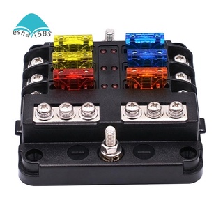 6-Way Waterproof Fuse Block,with LED Indicator 12 Circuits with Negative Marine Fuse Box for Dc 12/24V Car Boat RV Truck