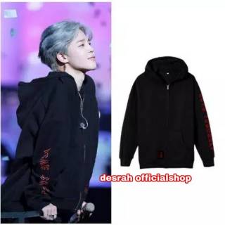 ฟรีสติกเกอร์ เสื้อแจ็กเก็ต มีฮู้ด มีซิป ลายศิลปินเกาหลี BTS LOVE YOURSELF CONCERT JIMIN JHOPE SUGA RM V JK