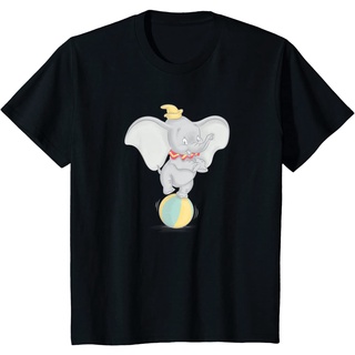 เสื้อยืดผ้าฝ้ายพรีเมี่ยม เสื้อยืด พิมพ์ลาย Disney Classic Dumbo Balancing Ball สีน้ํา