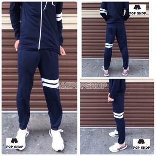 กางเกงวอร์มขายาว(ขาจั๊ม) JOGGER PANTS มีแถบสองเส้นแบบเย็บอย่างดี มีกระเป๋าข้าง(ซ้าย-ขวา)