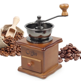 เครื่องบดเมล็ดกาแฟ เครื่องบดกาแฟ แบบมือหมุน สแตนเลส (กล่องไม้คลาสสิค) รุ่น Coffee-Maker-Grider-07a-J1