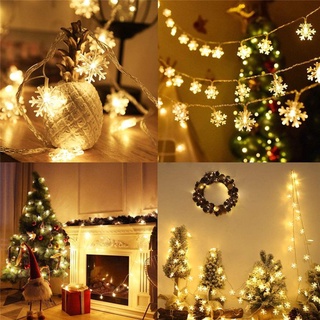 สินค้า ไฟราวเกล็ดหิมะ ยาว10m PLUG ไฟตกแต่งคริสมาส ไฟแต่งห้อง คริสมาส ต้นคริสมาส Snowflake Lights for Christmas tree decorations