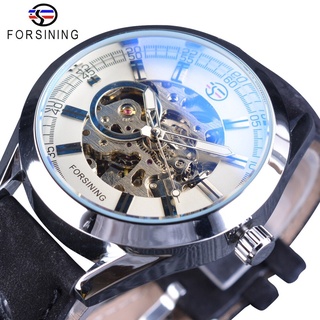 Forsining 2017 Climbing Series Silver Case Blue Glass Design Waterproof Open Work Mens Automatic Skeleton Watch Top Bran