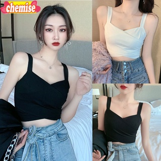 Chemisegrace✨พร้อมส่ง✨เสื้อกล้ามไหมพรม เสื้อกล้าม  ครอปเปิดไหล่ ครอปเซ็กซี่ 8737