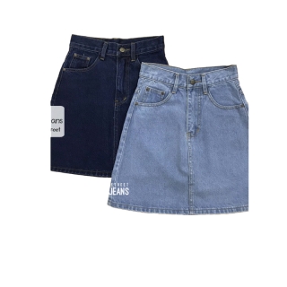 โปรโมชั่น : BabarryJeans กระโปรงยีนส์ วินเทจ เอวสูง ผ้าไม่ยืด รุ่นคลาสสิค ORIGINAL ยาว 17 นิ้ว สียีนส์เข้ม  สียีนส์อ่อน