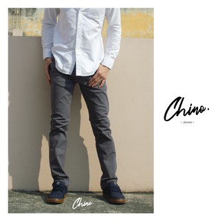 กางเกงขากระบอกเล็ก สีเทาอ่อน (Size 28-44) Chino Jeans กางเกงขายาวผู้ชาย ผ้ายืดใส่สบาย กางเกงทำงาน กางเกงลำลอง