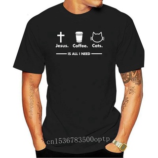 [S-5XL]เสื้อยืดแขนสั้นลําลอง พิมพ์ลาย JCGO 5 Jesus Coffee Cat แฟชั่นฤดูร้อน สําหรับผู้ชาย 954089