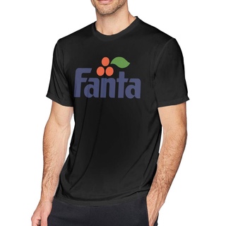 เสื้อยืด พิมพ์ลายโลโก้ Fanta สีดํา สไตล์เรโทร สําหรับผู้ชาย