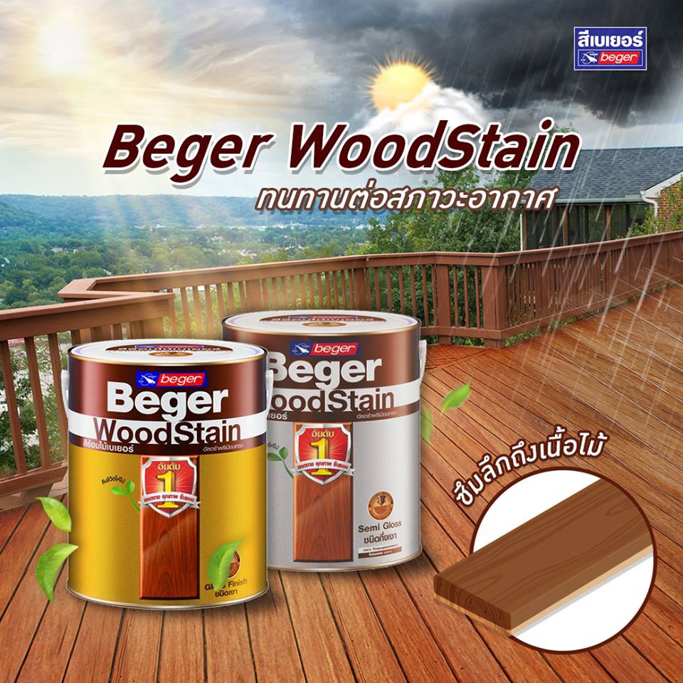 beger-woodstain-สีย้อมไม้เบเยอร์-ชนิดกึ่งเงา-s-2902-สีไม้สักห้าดาว-เบเยอร์ปกป้องไม้จากทุกสภาวะอากาศ-ยืดหยุ่นตัวไม่แตกร