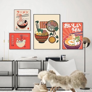 โปสเตอร์ภาพวาดผ้าใบ รูปอาหารซูชิ ไข่ สไตล์ญี่ปุ่นย้อนยุค สําหรับตกแต่งผนังร้านอาหาร ห้องครัว