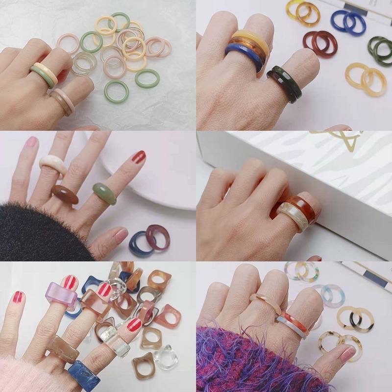ภาพหน้าปกสินค้าแหวนอะคริลิครุ่นใหม่ มี 6 แบบ หลากสี