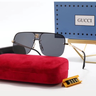 Gucci แว่นตากันแดด ทรงสี่เหลี่ยม ขนาดใหญ่ หรูหรา สไตล์วินเทจ แฟชั่นสําหรับผู้ชาย และผู้หญิง UV 400