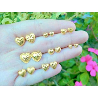 💗ต่างหูหัวใจ ต่างหูหุ้มทอง แท้ 100% ต่างหูทอง ลายหัวใจ แถมตลับฟรี😍