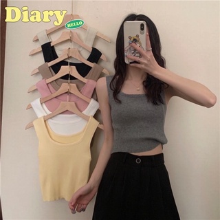 dairy(28019)เสื้อกล้ามแขนกุด ผ้าไหมพรม สไตล์สาวโคเรีย