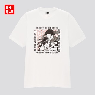 Uniqlo เสื้อยืดแขนสั้นพิมพ์ลาย Manga ( Demon Slayer ) 431958 . สําหรับผู้ชายและผู้หญิง เสื้อคู่ ผ้านำเข้า พร้อม