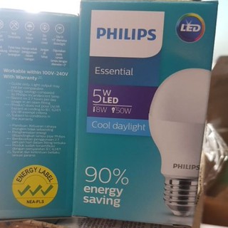 สินค้า Philips หลอดไฟฟิลิปส์ Essential LED Bulb 5W E27 220V Day/warm ขาวหรือส้ม ฟิลลิป์ หลอดประหยัดไฟแอลอีดี