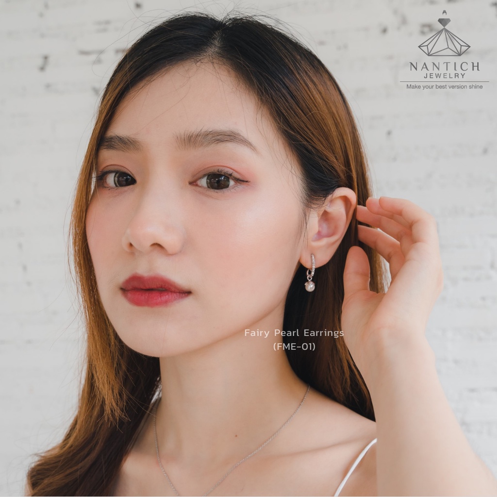 ภาพสินค้า‍ ️  ต่างหู สร้อยคอ คนแพ้ง่าย : Fairy Pearl (FME-01 , FMN-01) Nantich Jewelry จากร้าน nantichjewelry_official บน Shopee ภาพที่ 4