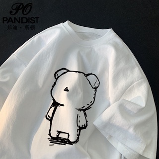 【พร้อมส่ง】 เสื้อยืดแขนสั้นลําลอง ผ้าฝ้ายแท้ ทรงหลวม สไตล์ฮ่องกง แฟชั่นฤดูร้อน สําหรับผู้ชาย