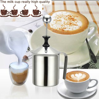 เครื่องทำฟองนม DIY ขนาด 500มล. วัสดุทำจากสแตนเลส แข็งแรง ทนทาน ใช้แรงมือสร้างฟองนม เพื่อกาแฟถ้วยโปรดของคุณ