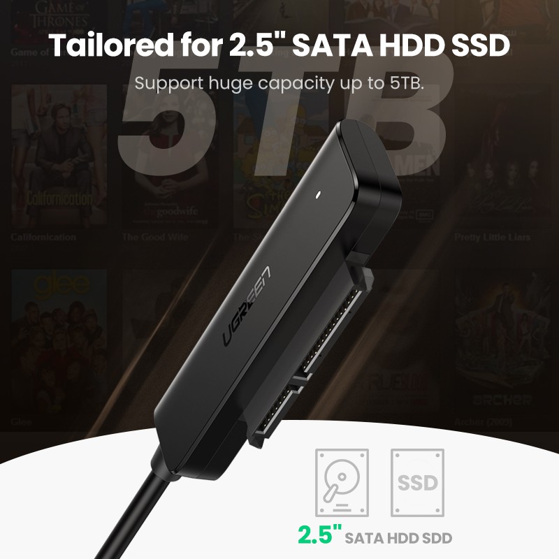 ภาพสินค้าUGREEN SATA USB อะแดปเตอร์แปลง USB 3.0 USB C เป็น SATA สําหรับ hdd/ssd 2.5 นิ้ว external ฮาร์ดไดรฟ์ 5 gbps จากร้าน ugreen.th บน Shopee ภาพที่ 2