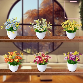 [AG]Artificial Flower Pot Chrysanthemum Desktop Decor Plastic Everlasting Fake Potted Plant for Balcony