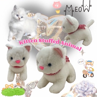 ตุ๊กตาน้องแมวขาว ขนเสมือนจริง ขนเก่า ผูกโบแดง น่ารัก *จมูกมีตำหนิ* Kitten Stuffed Animal Plush Toy
