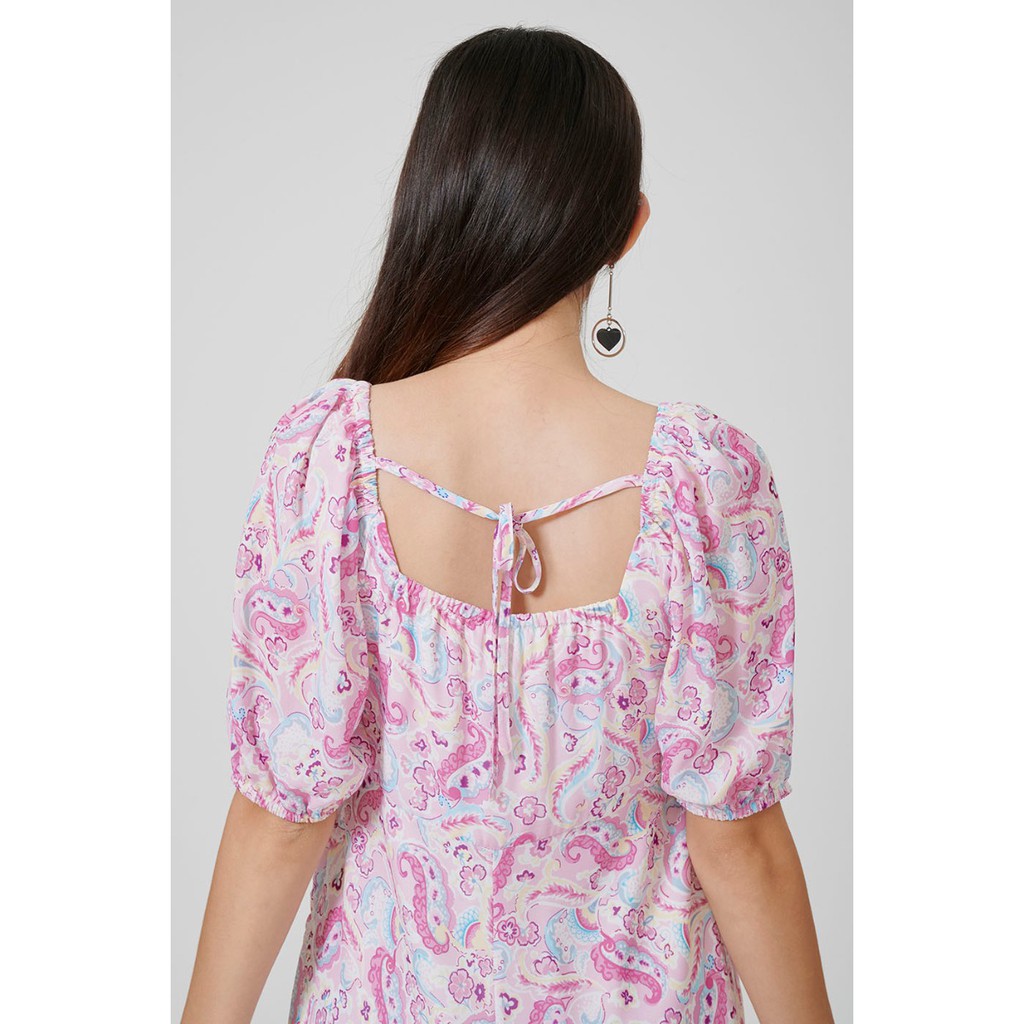 esp-เดรสลายลูกน้ำ-ผู้หญิง-สีชมพู-paisley-print-dress-5482