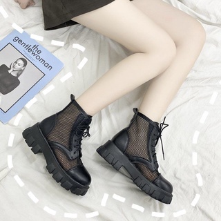 TYT186  รองเท้าหนังใบเล็ก  รองเท้าบูทมาร์ติน ส้นหนา แฟชั่นฤดูใบไม้ผลิ และฤดูร้อน สําหรับผู้หญิง รองเท้าหนังส้นหนา สไตล์เกาหลี สําหรับผู้หญิง