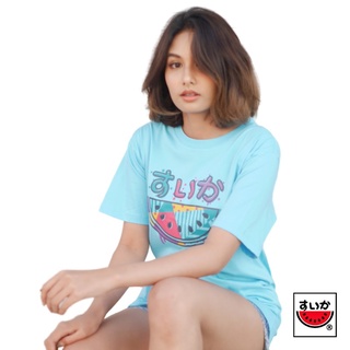 【hot sale】SUIKA (แตงโม) - เสื้อยืดคอกลม พิมพ์ลายโลโก้ของขวัญ 38.SKY BLUE ( TM.O-006 )